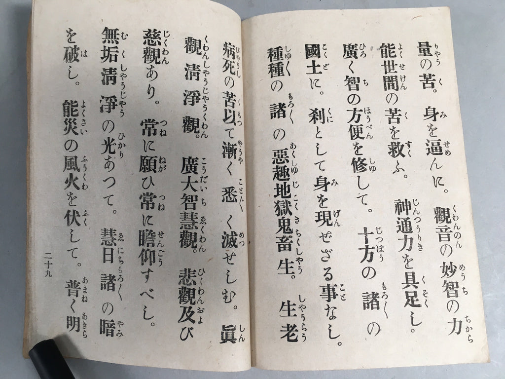 Japanese Buddhist Sutra Book Vtg Paper Daily Religious Service Red BU297