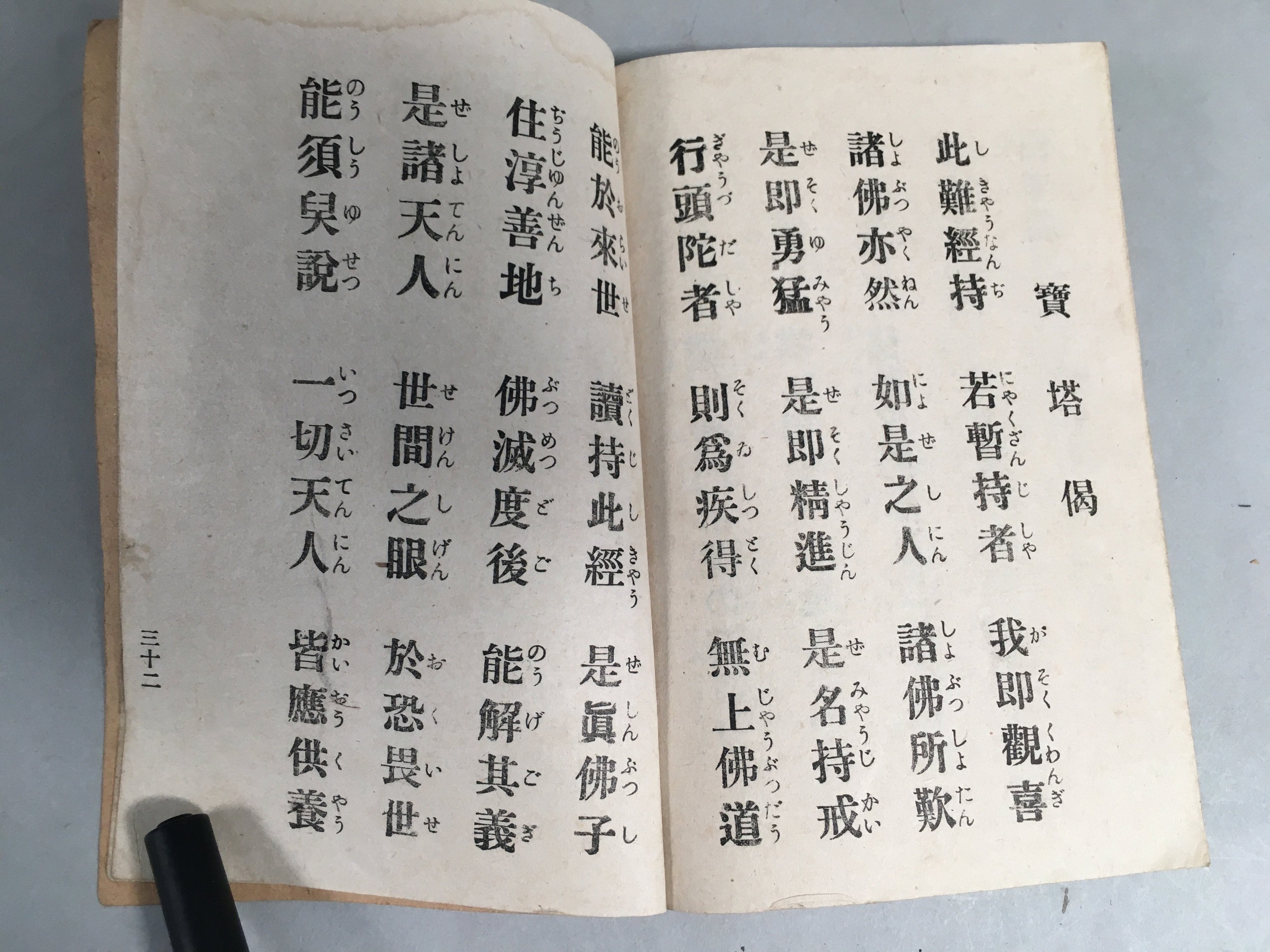 Japanese Buddhist Sutra Book Vtg Paper Daily Religious Service Red BU297