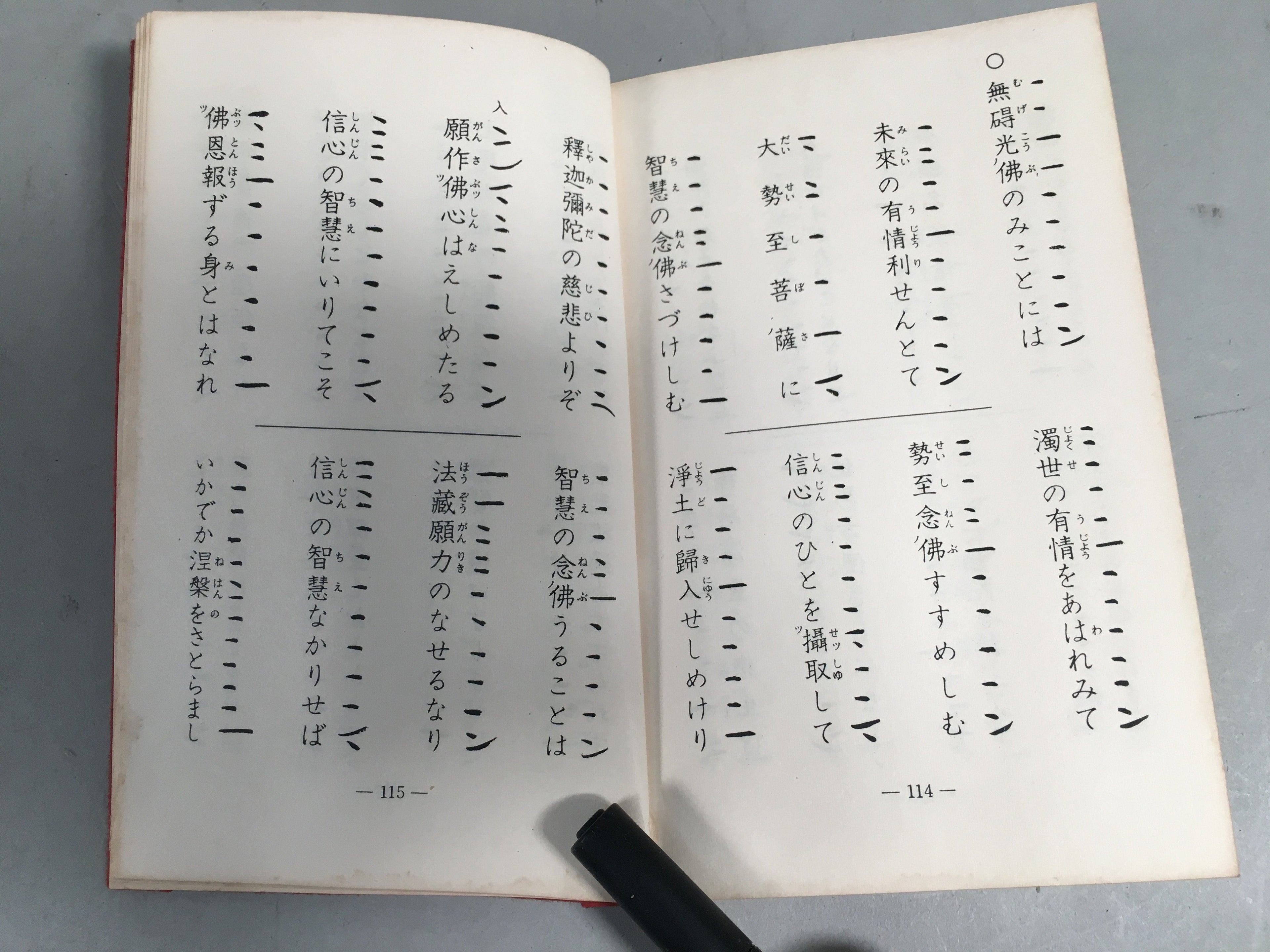 Japanese Buddhist Sutra Book Vtg Paper Jodo-Shin Sect Daily Red BU294