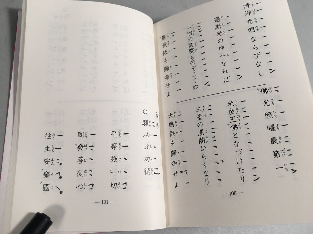 Japanese Buddhist Sutra Book Vtg Paper Jodo-Shin Sect Daily Red BU295