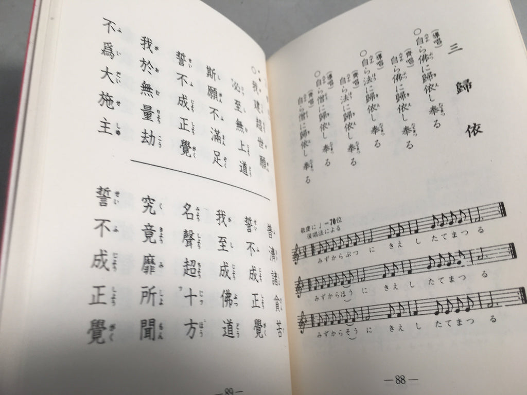Japanese Buddhist Sutra Book Vtg Paper Jodo-Shin Sect Daily Red BU295