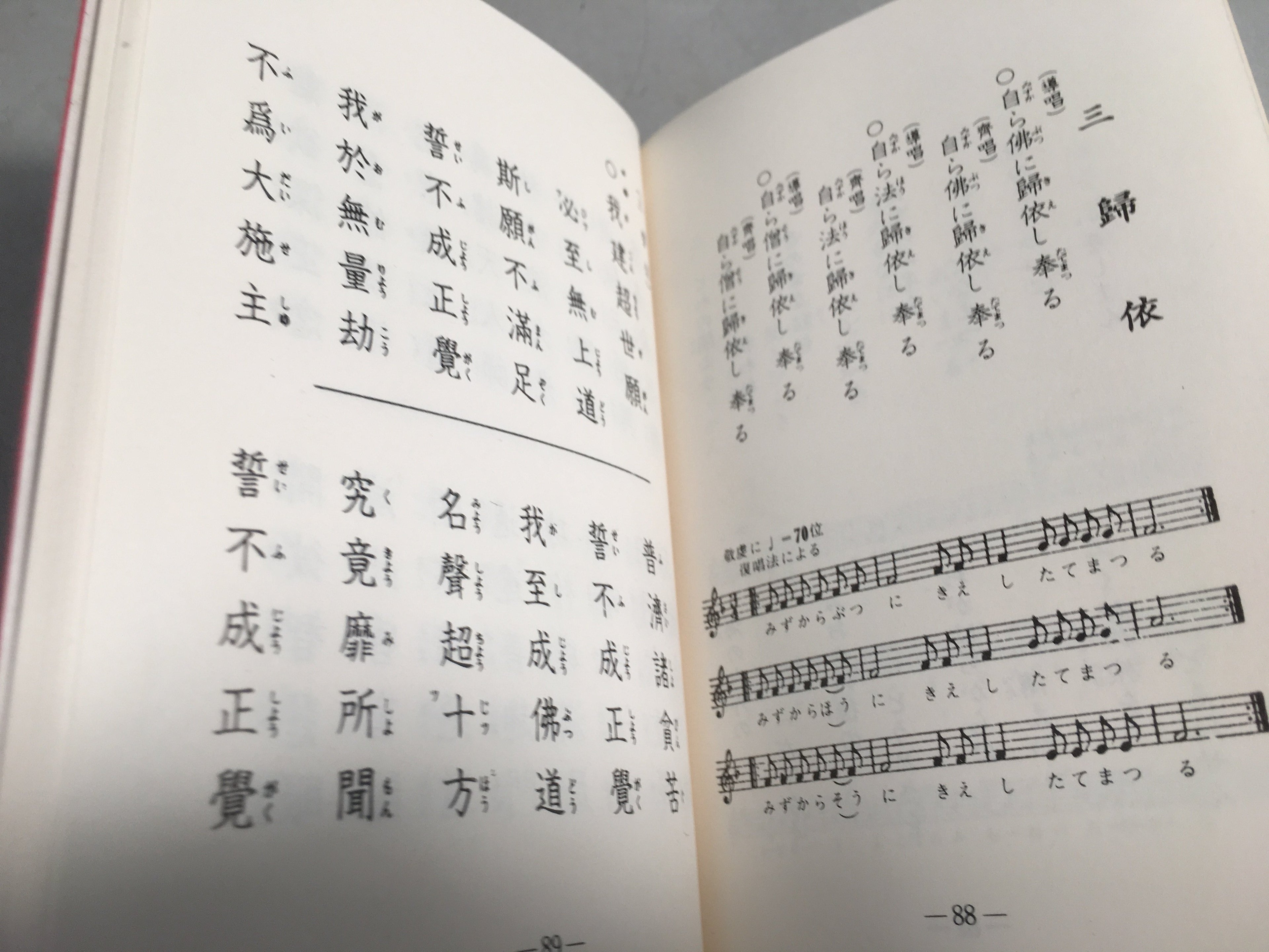 Japanese Buddhist Sutra Book Vtg Paper Jodo-Shin Sect Daily Red BU295