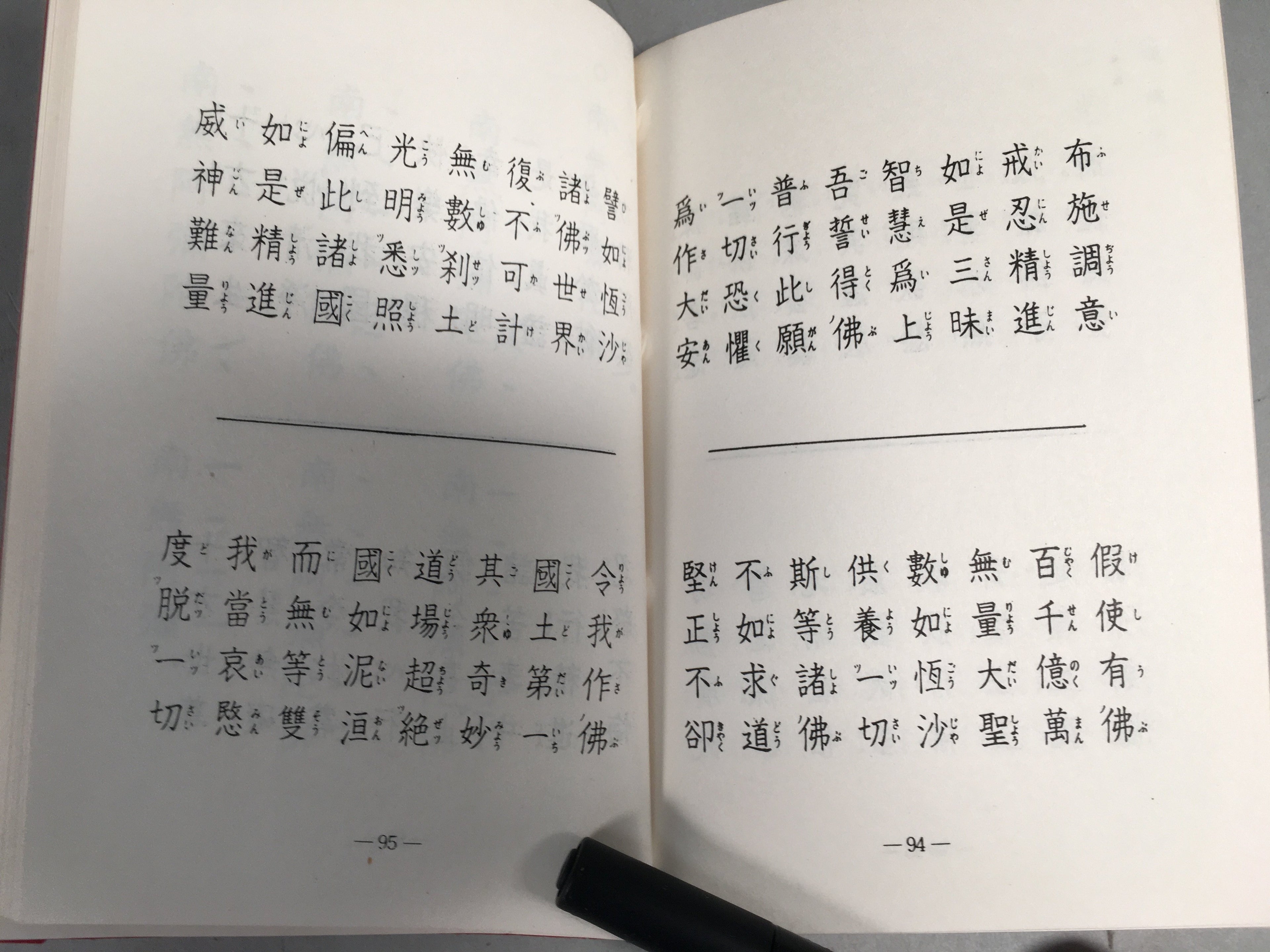 Japanese Buddhist Sutra Book Vtg Paper Jodo-Shin Sect Daily Red BU296