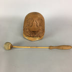 Japanese Buddhist Wood Percussion Instrument Vtg Mokugyo Drum Pillow BU396