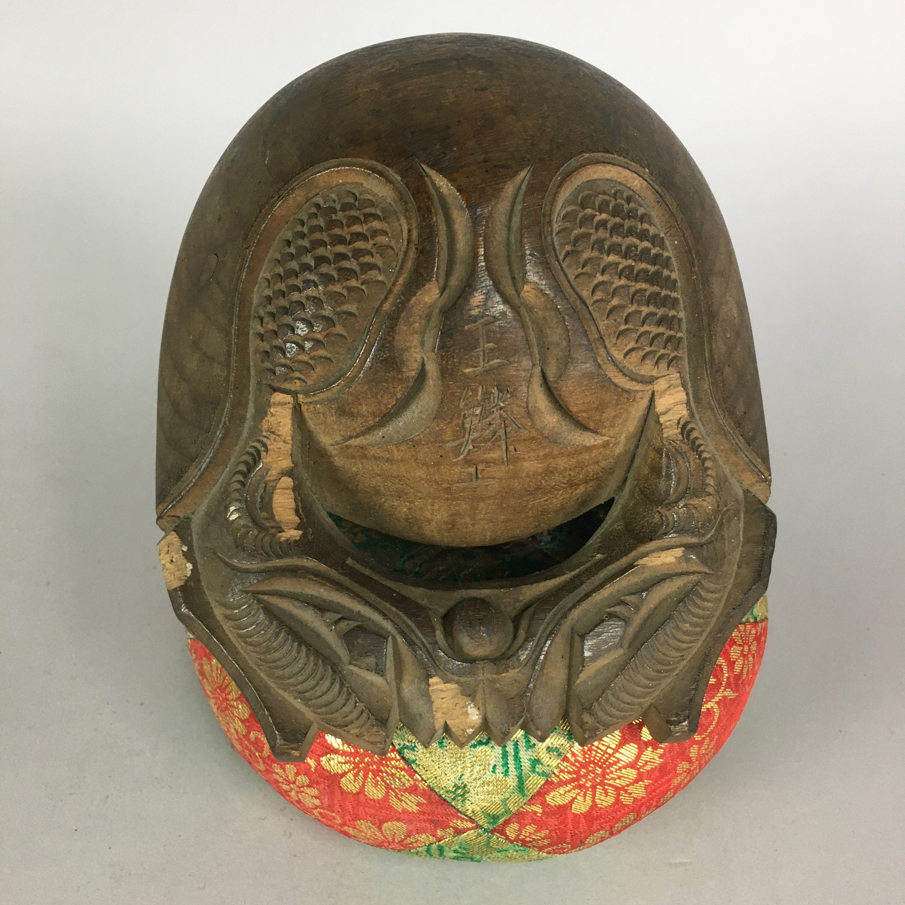 Japanese Buddhist Wood Percussion Instrument Vtg Mokugyo Drum Pillow BU396
