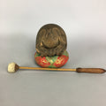 Japanese Buddhist Wood Percussion Instrument Vtg Mokugyo Drum Pillow BU396