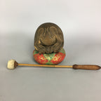 Japanese Buddhist Wood Percussion Instrument Vtg Mokugyo Drum Pillow BU396