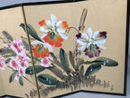 Japanese Byoubu Vtg Folding Screen Decoration Flower Painting Hina Doll JK184