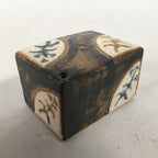 Japanese Calligraphy Water Dropper Suiteki Vtg Pottery Cuboid Brown PP408