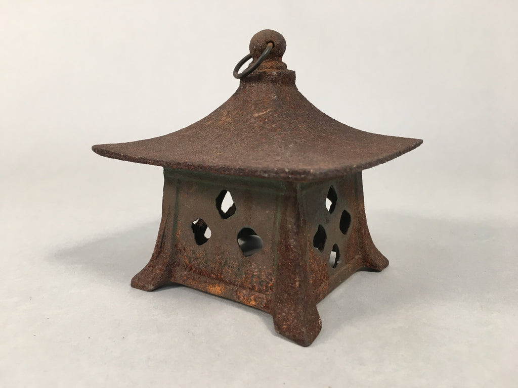 Japanese Cast Iron Hanging Lantern Vtg Toro Candle Buddhist Hall Konjiki-Do JK16