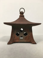 Japanese Cast Iron Hanging Lantern Vtg Toro Candle Buddhist Hall Konjiki-Do JK16