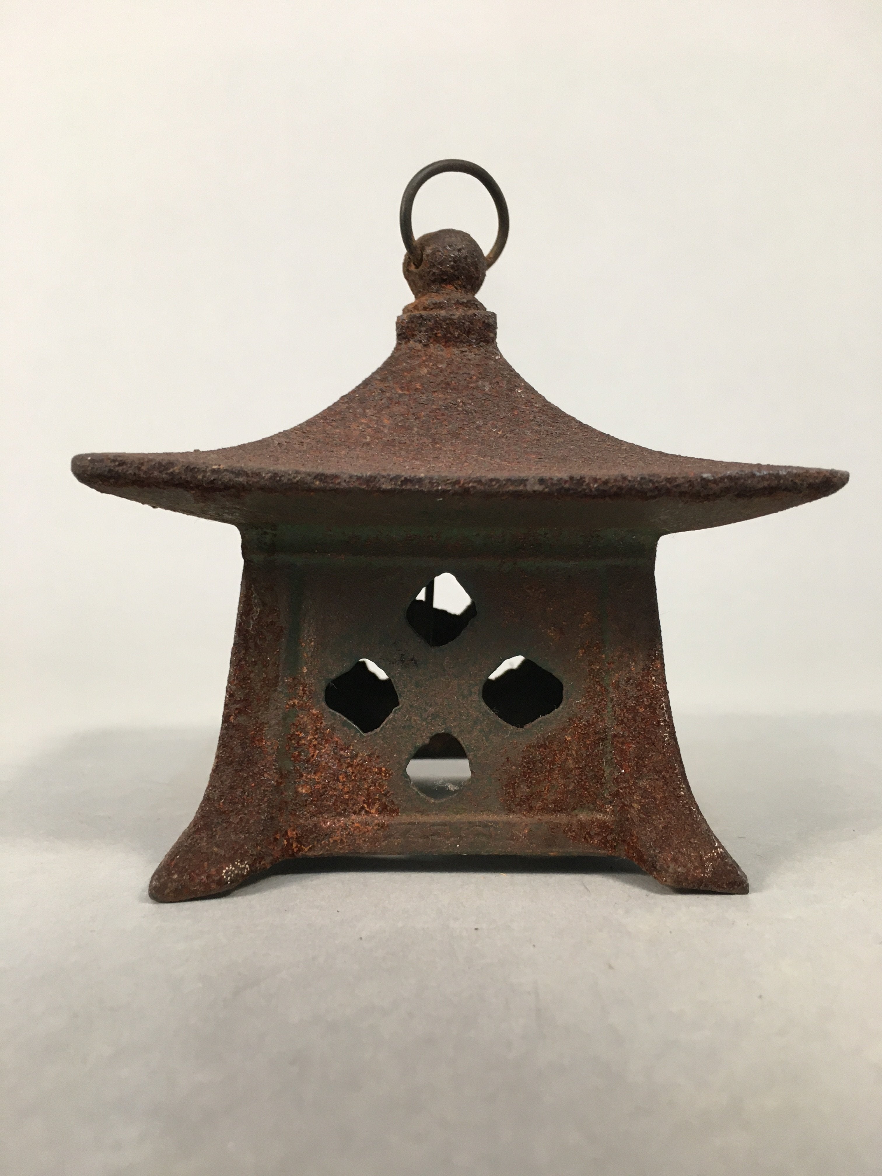 Japanese Cast Iron Hanging Lantern Vtg Toro Candle Buddhist Hall Konjiki-Do JK16