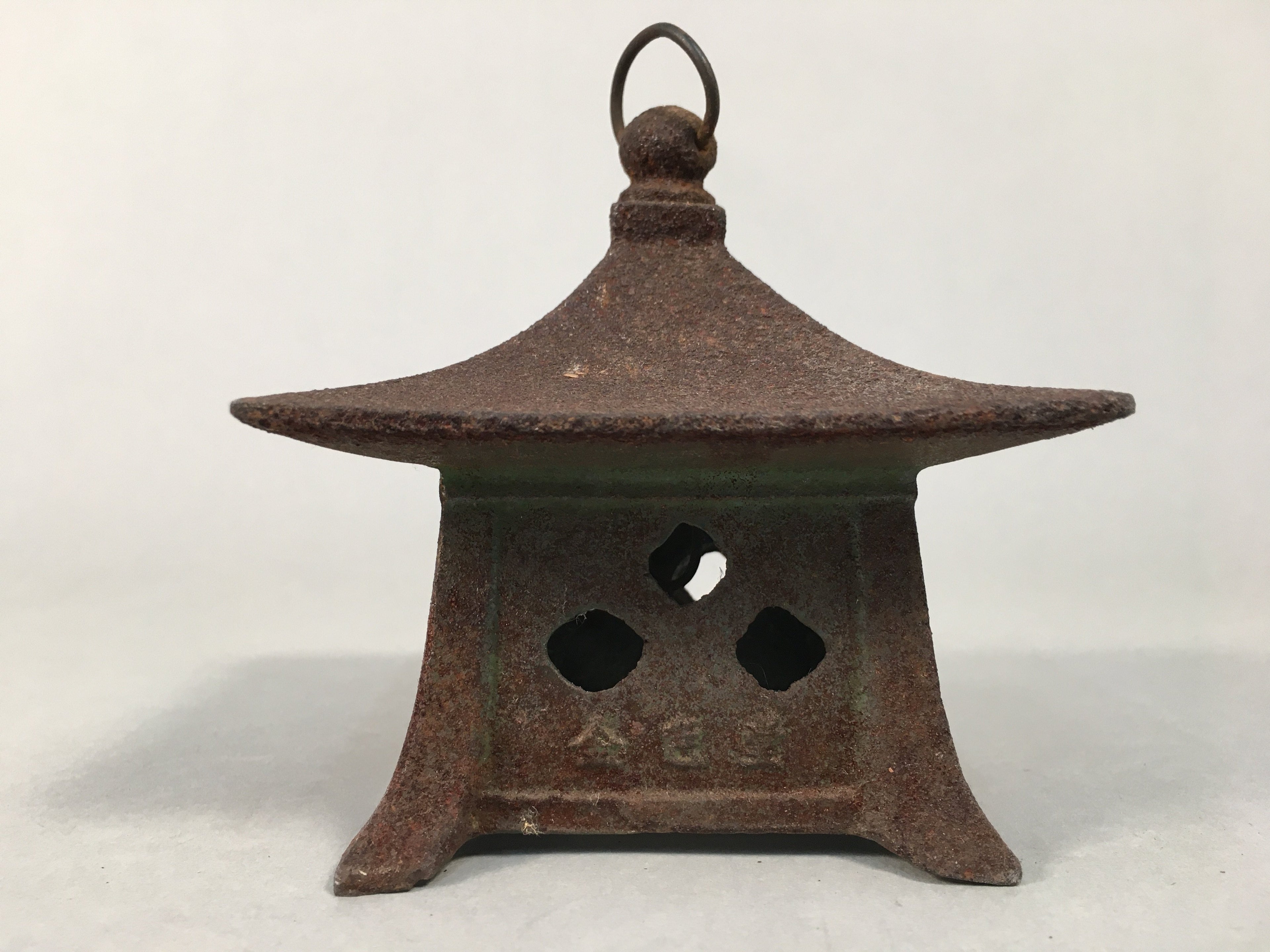 Japanese Cast Iron Hanging Lantern Vtg Toro Candle Buddhist Hall Konjiki-Do JK16