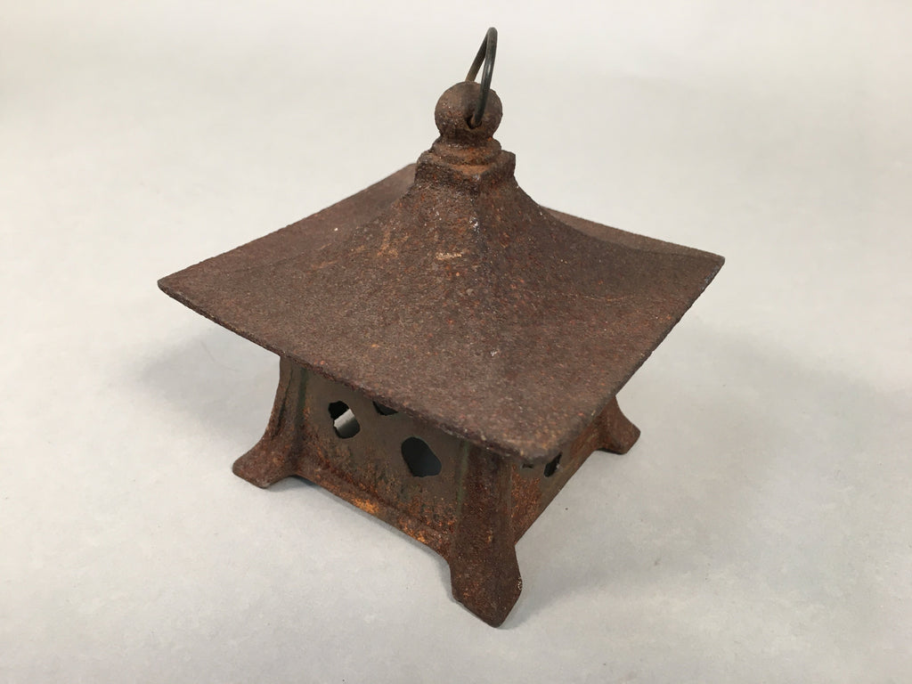 Japanese Cast Iron Hanging Lantern Vtg Toro Candle Buddhist Hall Konjiki-Do JK16