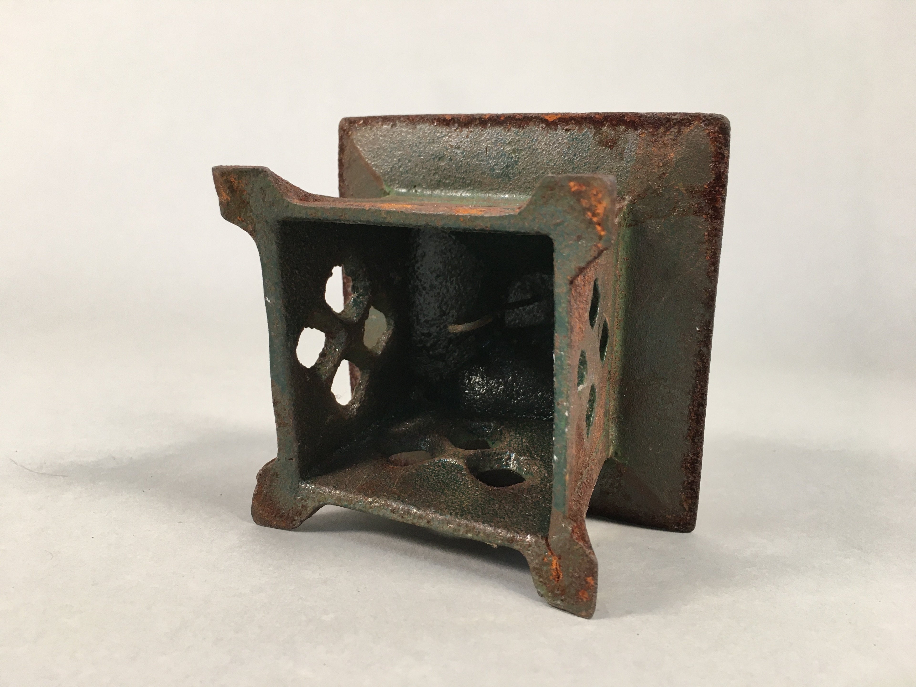 Japanese Cast Iron Hanging Lantern Vtg Toro Candle Buddhist Hall Konjiki-Do JK16