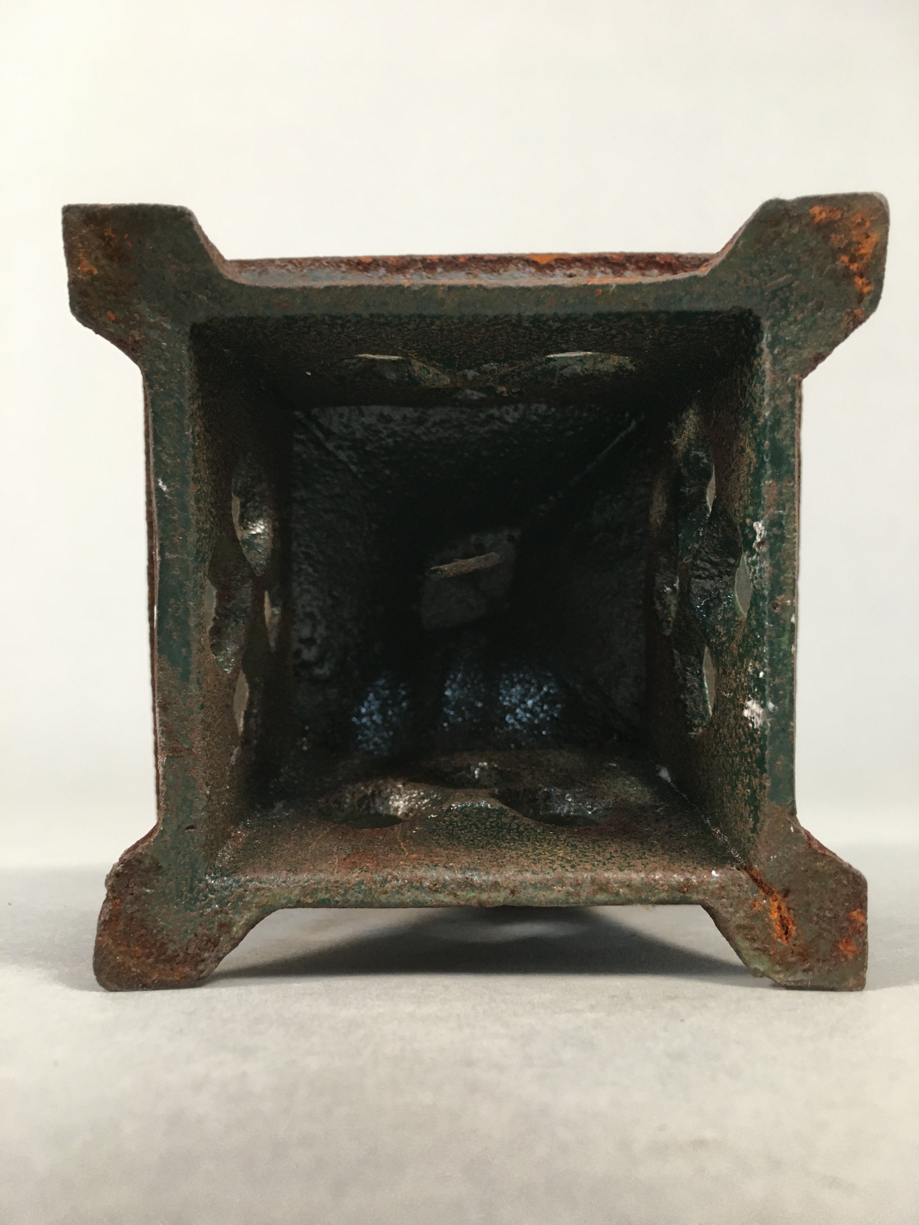 Japanese Cast Iron Hanging Lantern Vtg Toro Candle Buddhist Hall Konjiki-Do JK16