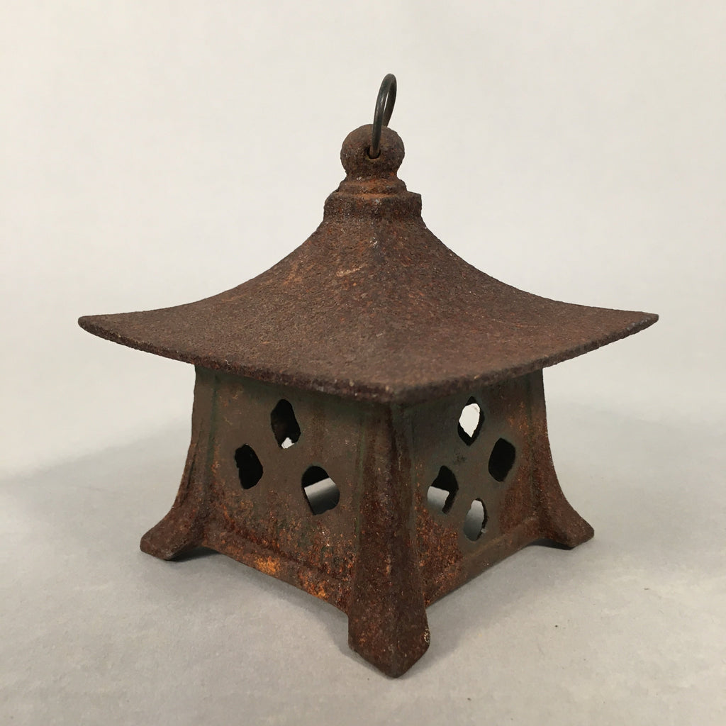Japanese Cast Iron Hanging Lantern Vtg Toro Candle Buddhist Hall Konjiki-Do JK16