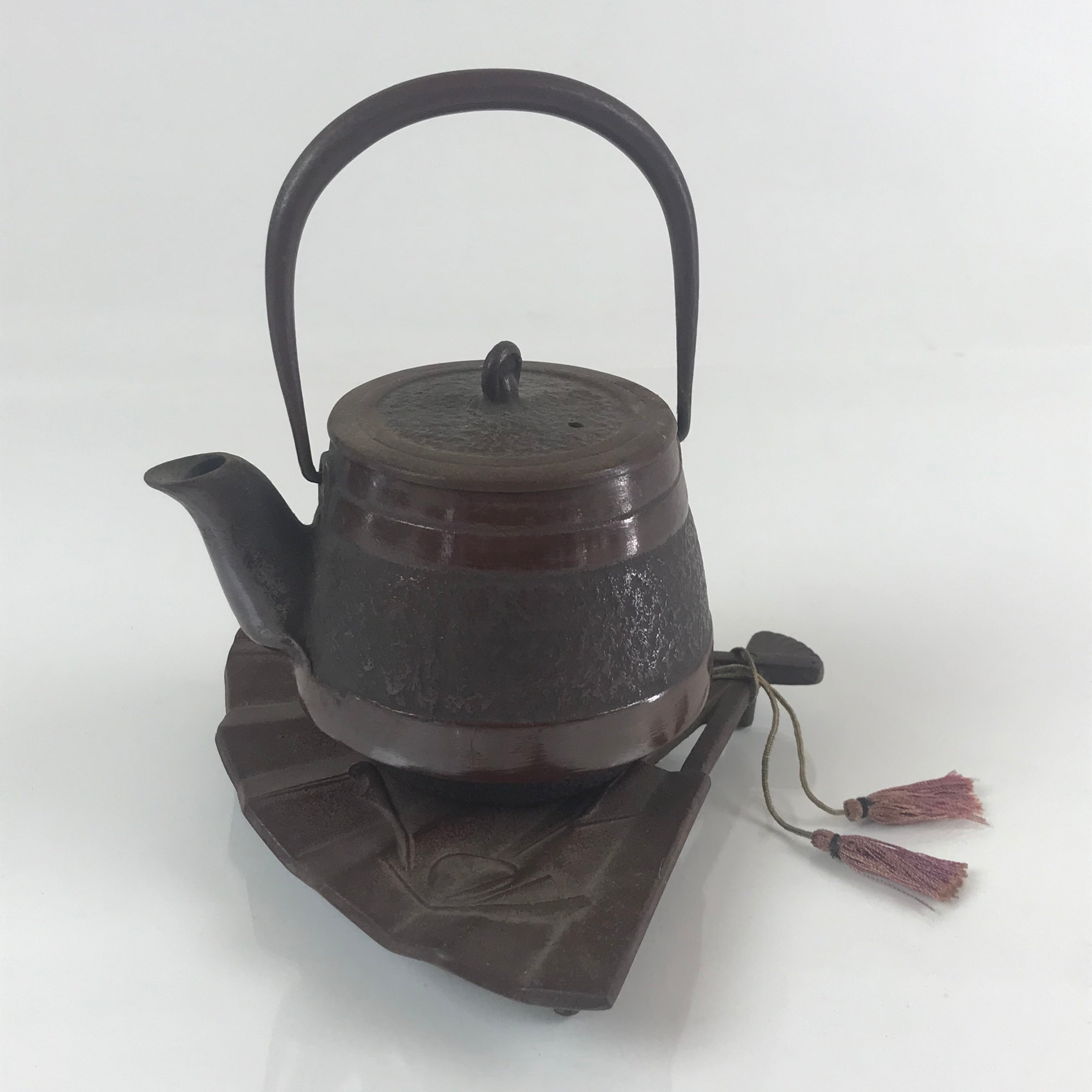 Japanese Cast Iron Teapot Tetsubin Kettle Trivet Vtg Nanbu Tekki Kyusu T102