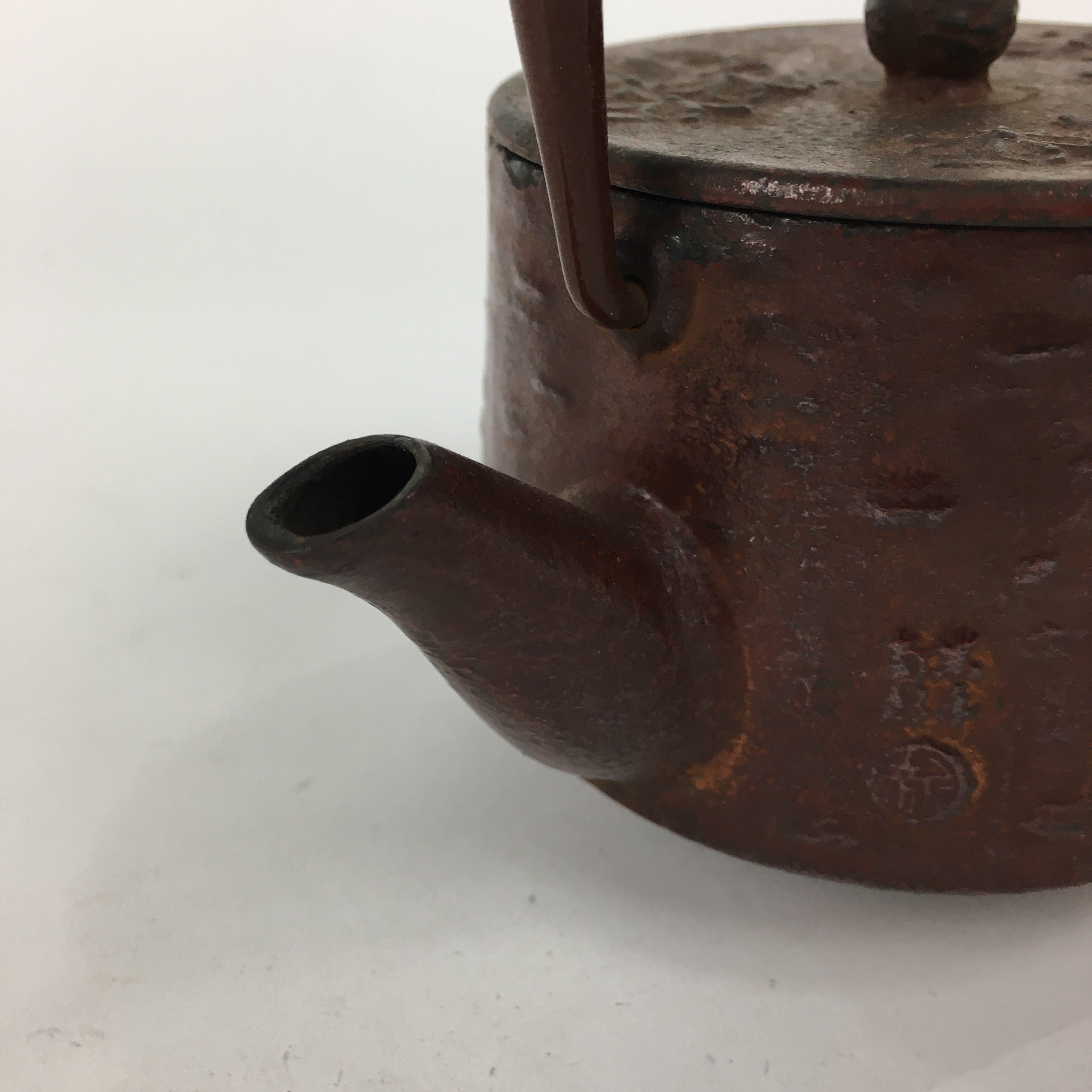 Japanese Cast Iron Teapot Vtg Kyusu Tetsubin Kettle Flower Nanbu Tekki Brown T82