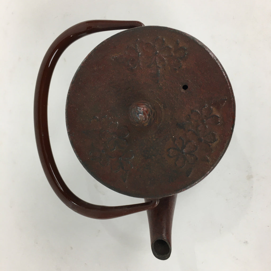 Japanese Cast Iron Teapot Vtg Kyusu Tetsubin Kettle Flower Nanbu Tekki Brown T82