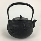 Japanese Cast Iron Teapot Vtg Kyusu Tetsubin Kettle Pine Tree Tekki Black T80
