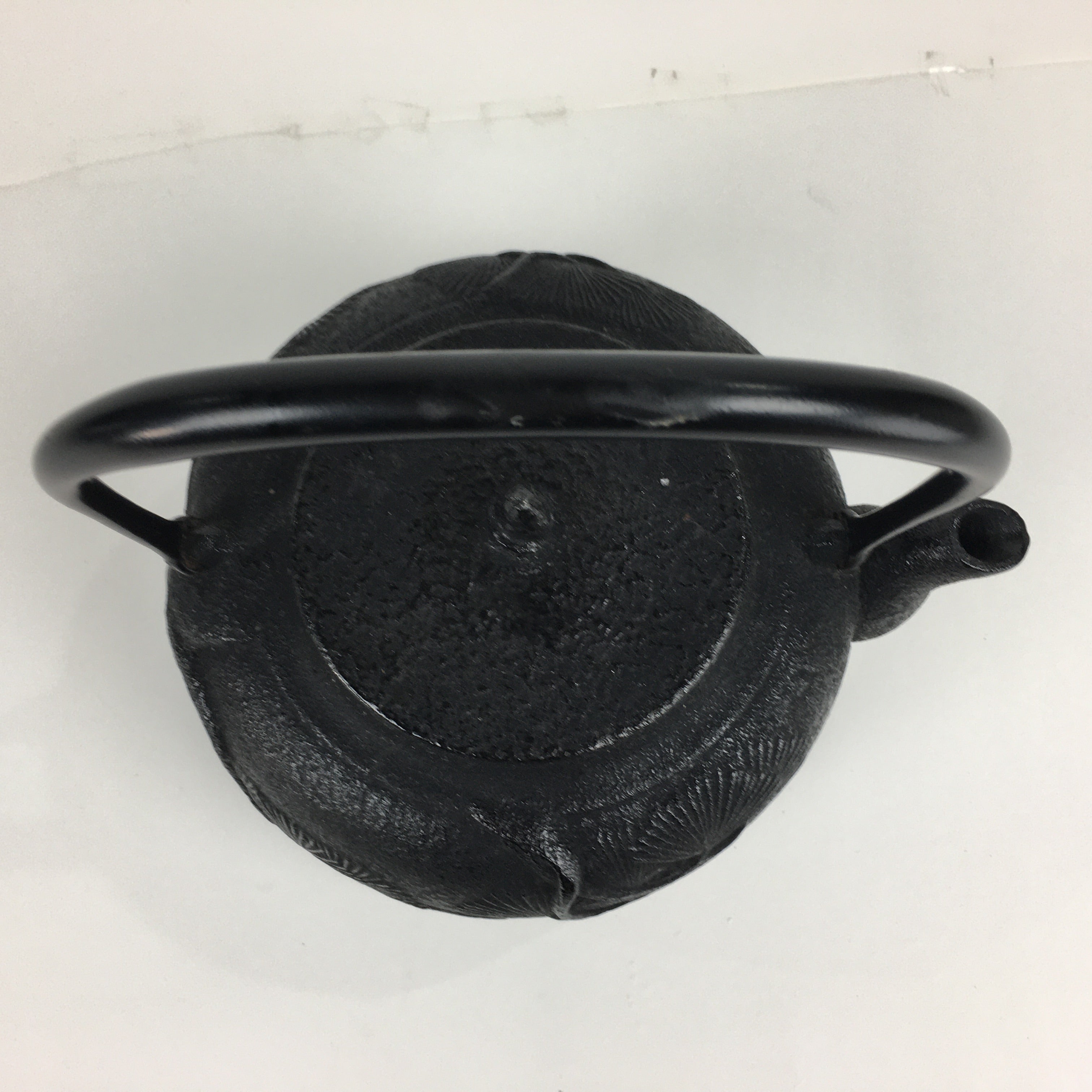 Japanese Cast Iron Teapot Vtg Kyusu Tetsubin Kettle Pine Tree Tekki Black T80