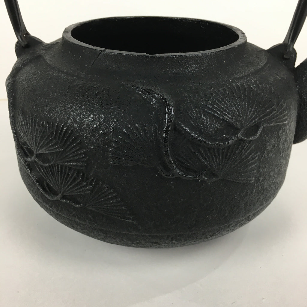 Japanese Cast Iron Teapot Vtg Kyusu Tetsubin Kettle Pine Tree Tekki Black T80