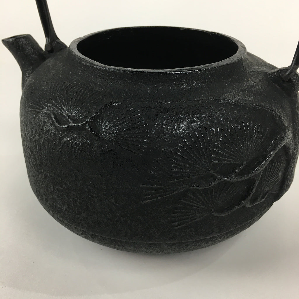 Japanese Cast Iron Teapot Vtg Kyusu Tetsubin Kettle Pine Tree Tekki Black T80