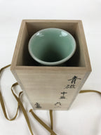 Japanese Celadon Flower Vase Vtg Boxed Kabin Ikebana Arrangement PX644