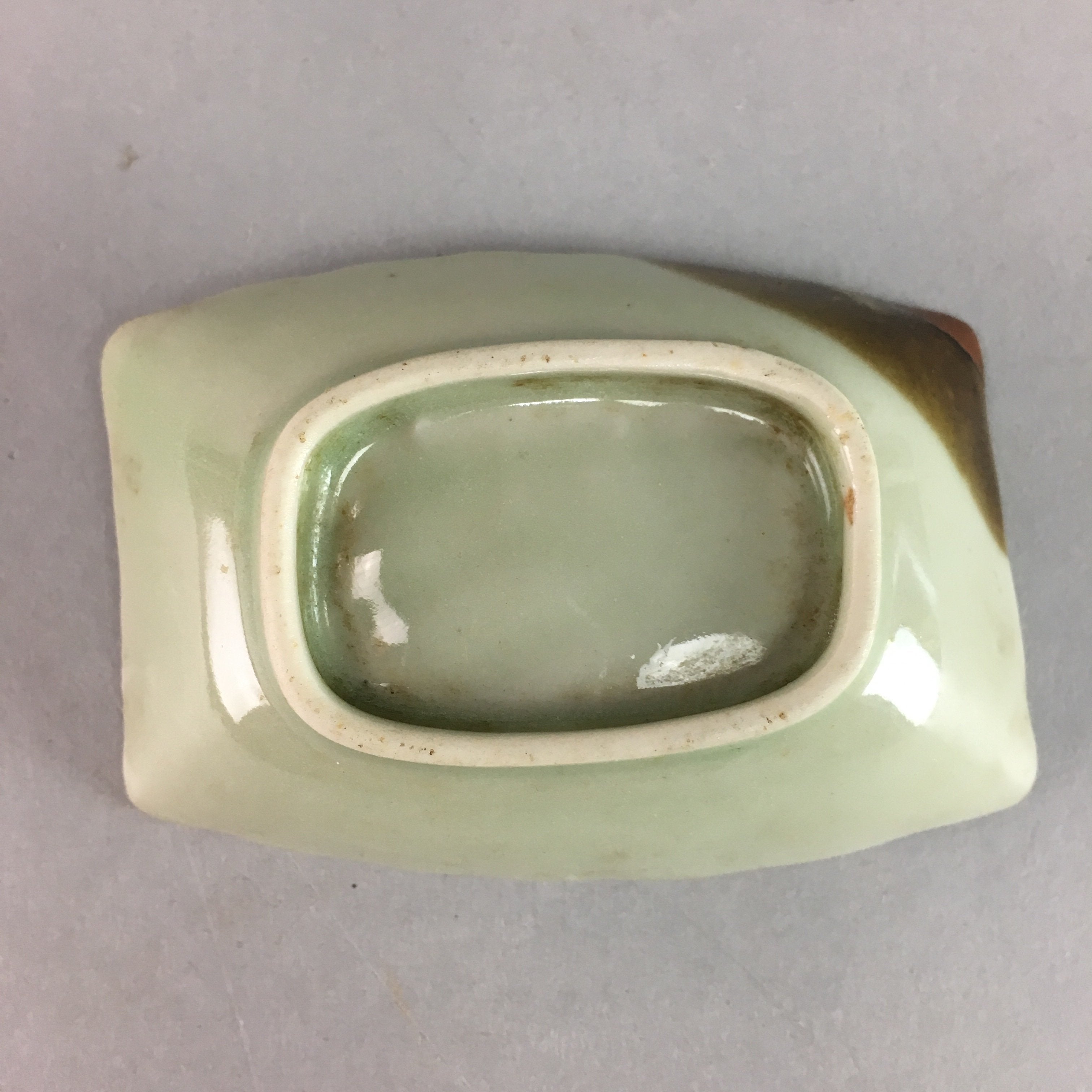 Japanese Celadon Porcelain Small Plate Shallow Bowl Kozara Rectangle Seiji PT925