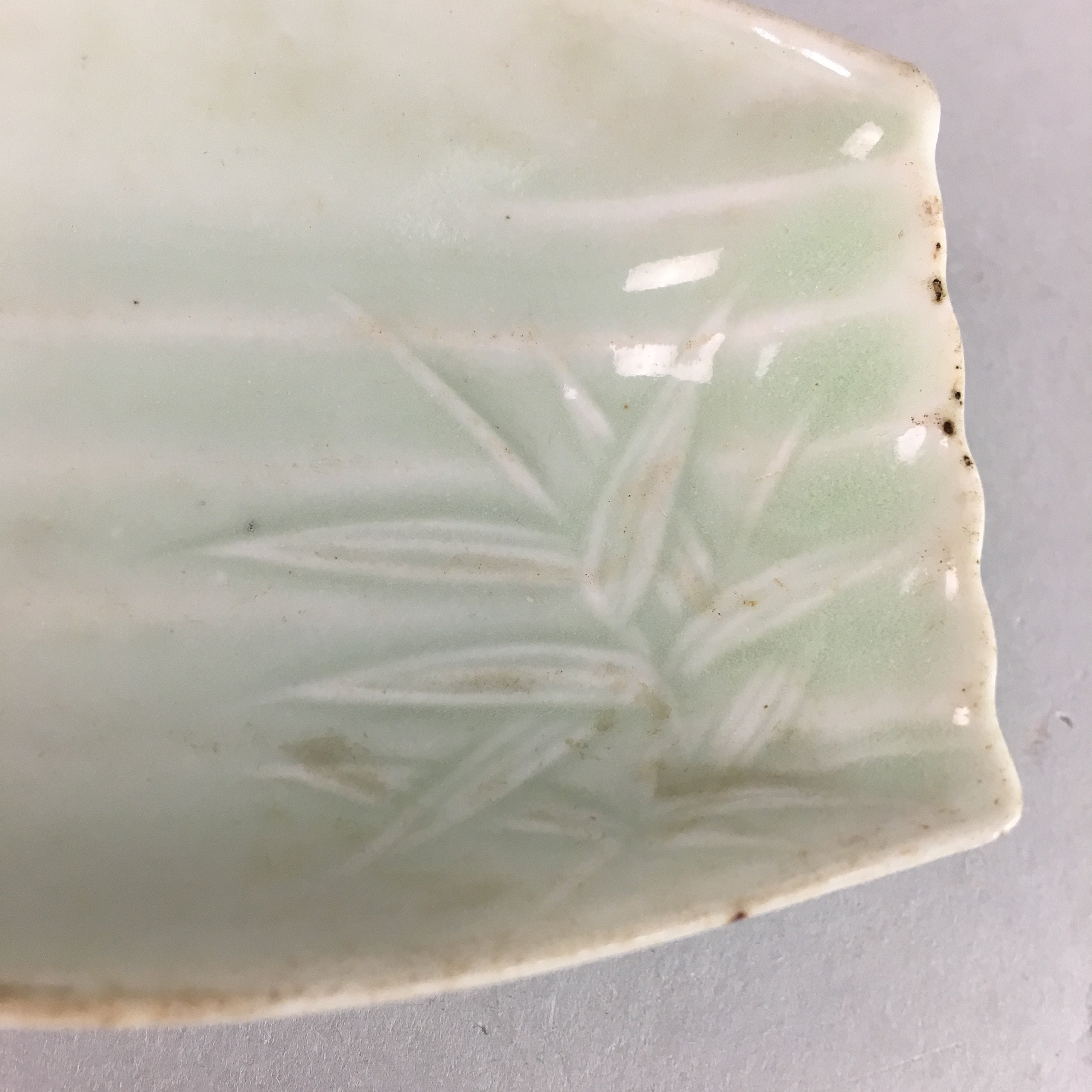 Japanese Celadon Porcelain Small Plate Shallow Bowl Kozara Rectangle Seiji PT926