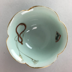 Japanese Celadon Small Bowl Vtg Porcelain Green Kobachi Gourd Chess Floral PT668
