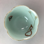 Japanese Celadon Small Bowl Vtg Porcelain Green Kobachi Gourd Chess Floral PT671