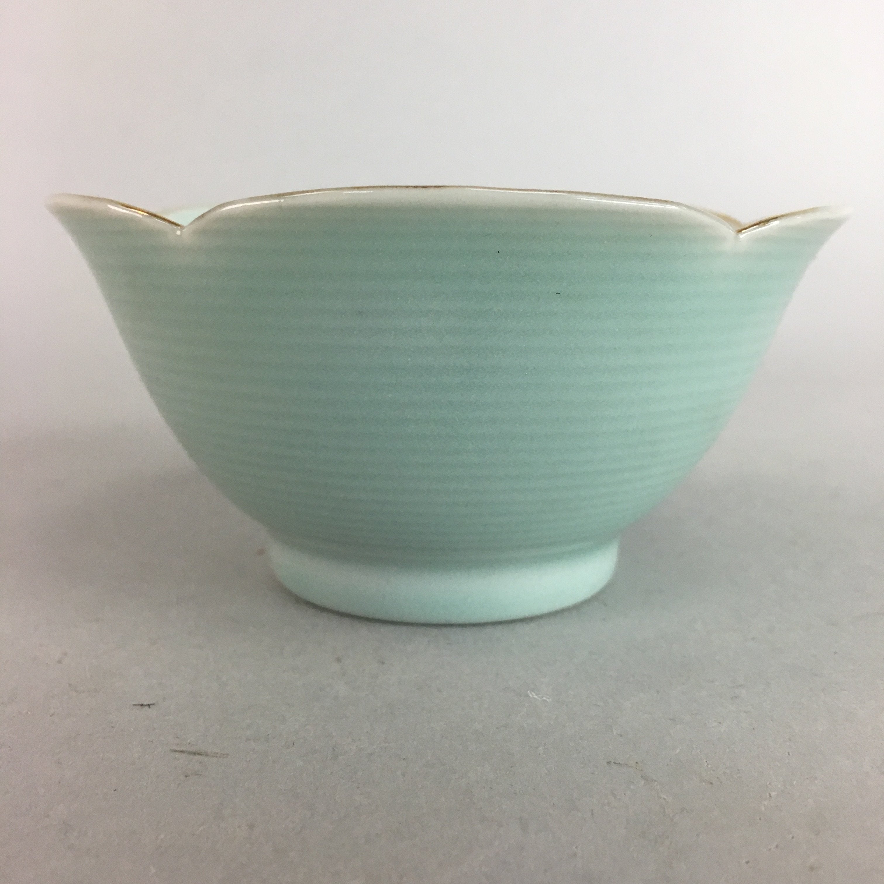 Japanese Celadon Small Bowl Vtg Porcelain Green Kobachi Gourd Chess Floral PT671