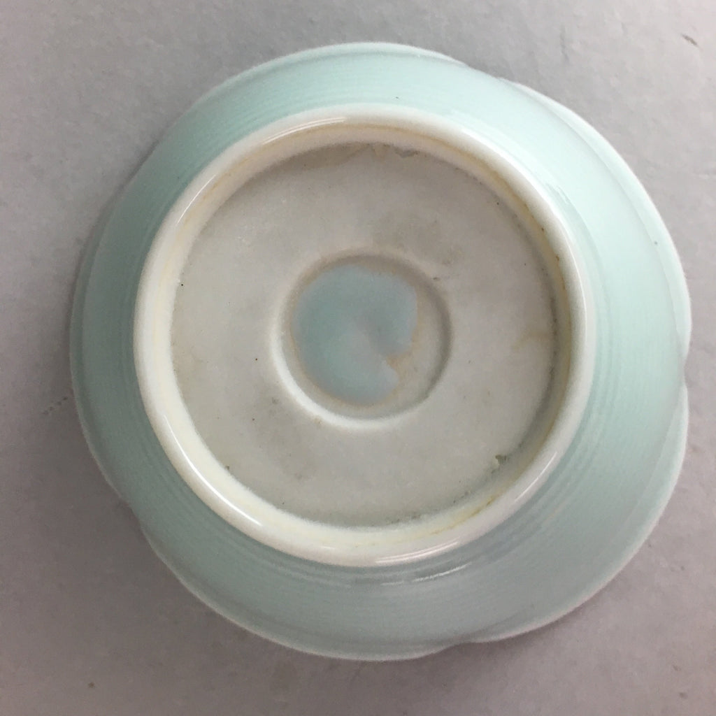 Japanese Celadon Small Bowl Vtg Porcelain Green Kobachi Gourd Chess Floral PT671