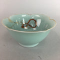 Japanese Celadon Small Bowl Vtg Porcelain Green Kobachi Gourd Chess Floral PT672