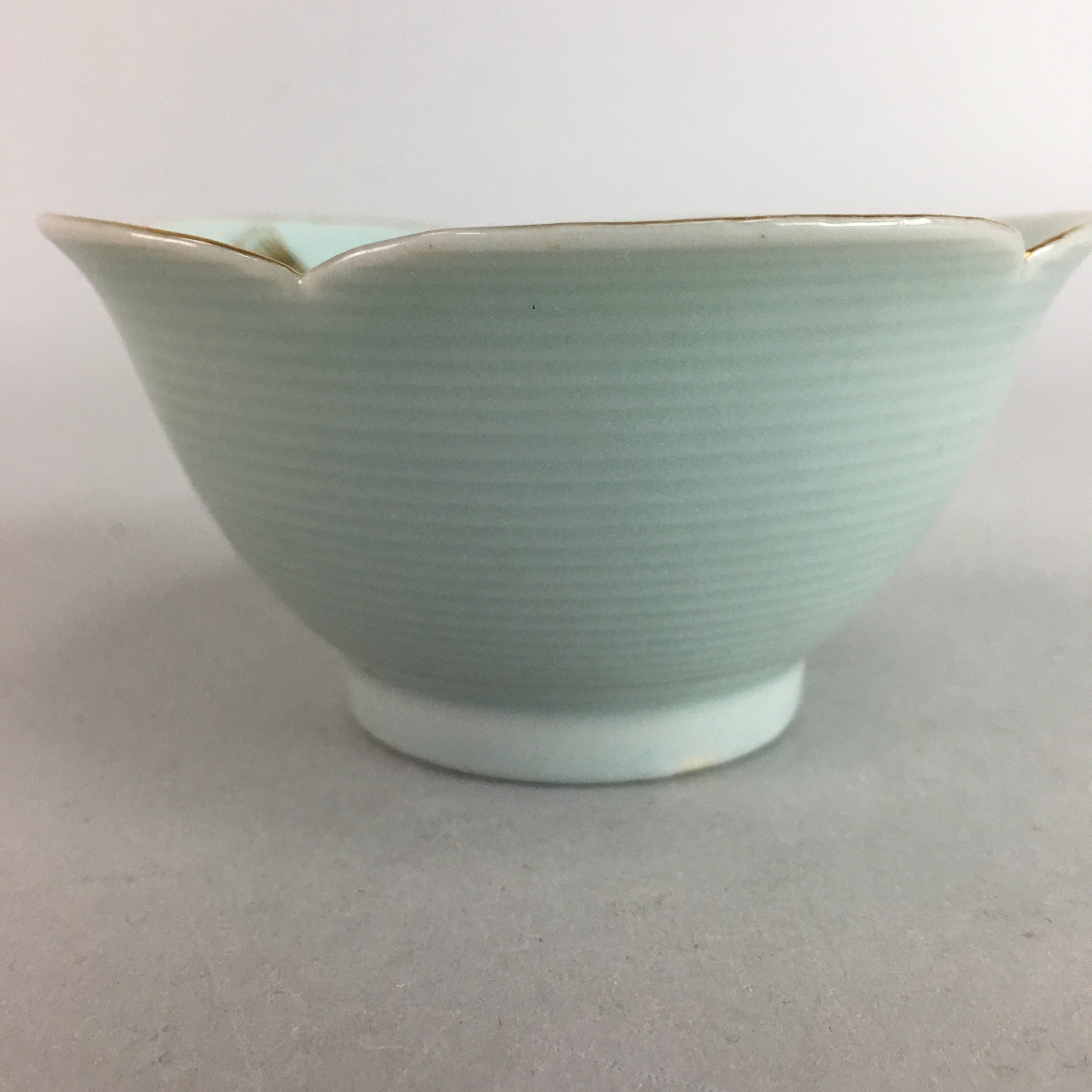 Japanese Celadon Small Bowl Vtg Porcelain Green Kobachi Gourd Chess Floral PT673