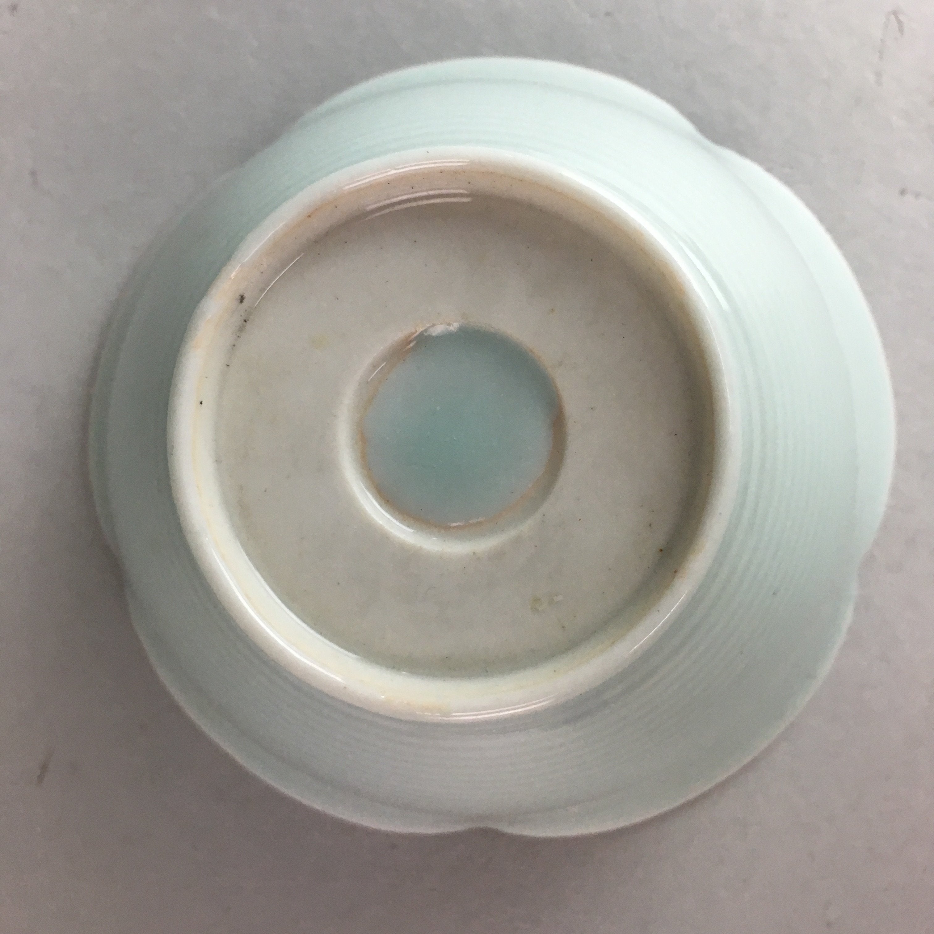Japanese Celadon Small Bowl Vtg Porcelain Green Kobachi Gourd Chess Floral PT673
