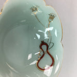 Japanese Celadon Small Bowl Vtg Porcelain Green Kobachi Gourd Chess Floral PT674