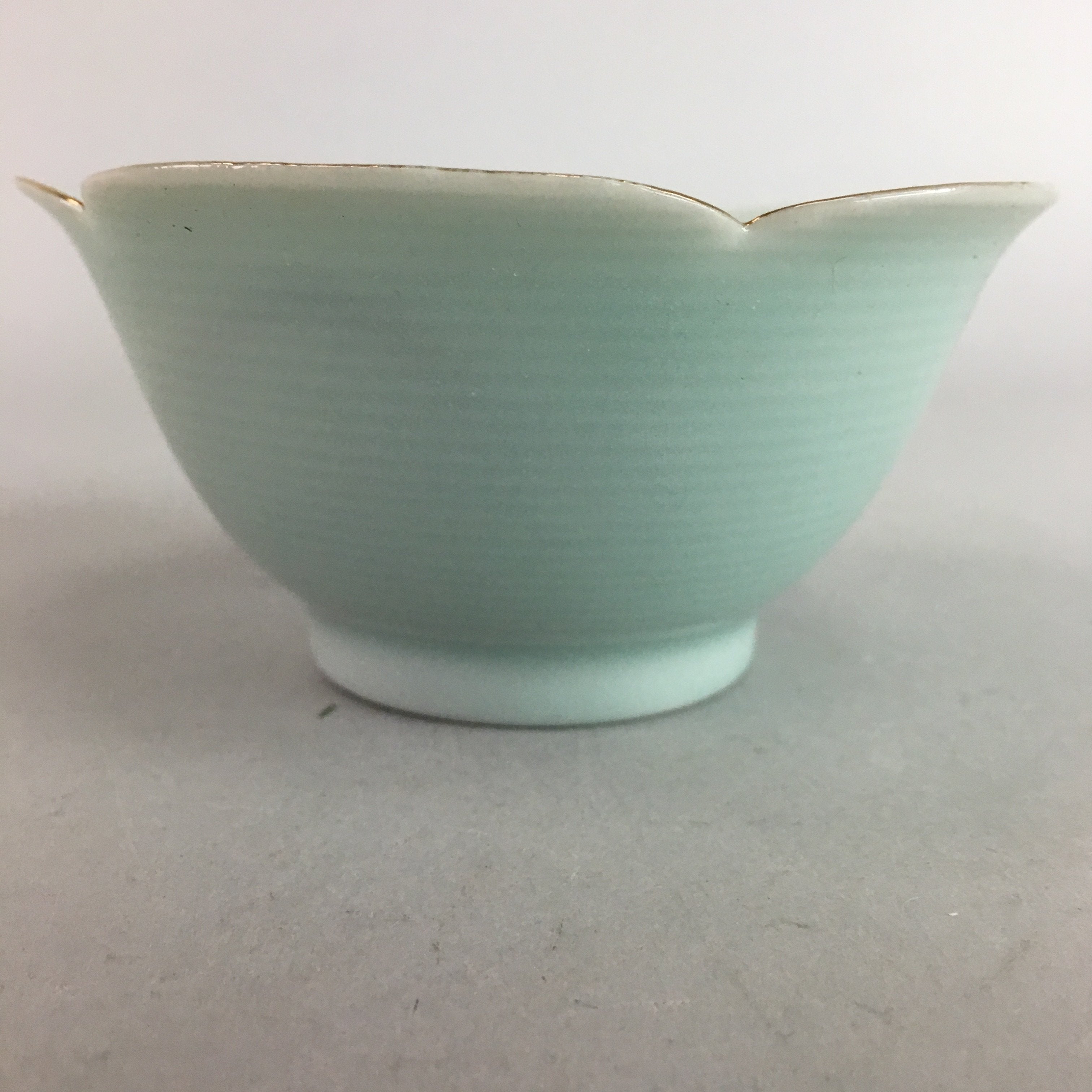 Japanese Celadon Small Bowl Vtg Porcelain Green Kobachi Gourd Chess Floral PT674