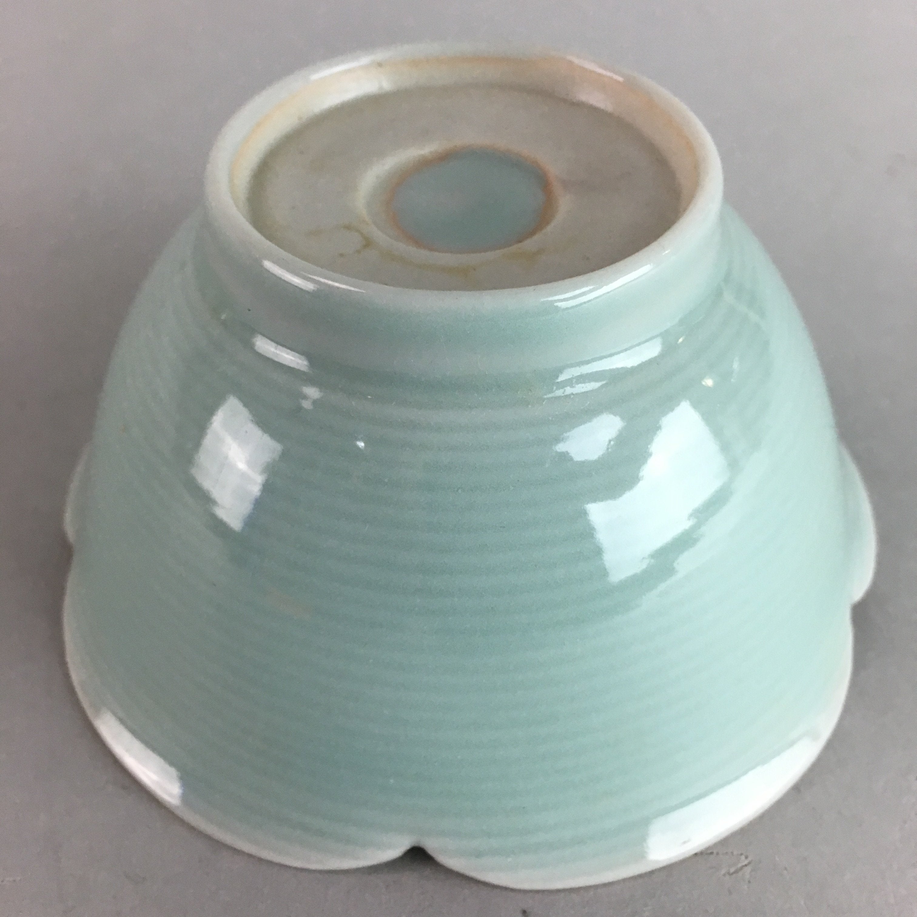 Japanese Celadon Small Bowl Vtg Porcelain Green Kobachi Gourd Chess Floral PT676