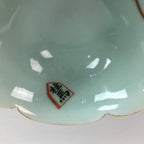 Japanese Celadon Small Bowl Vtg Porcelain Green Kobachi Gourd Chess Floral PT676