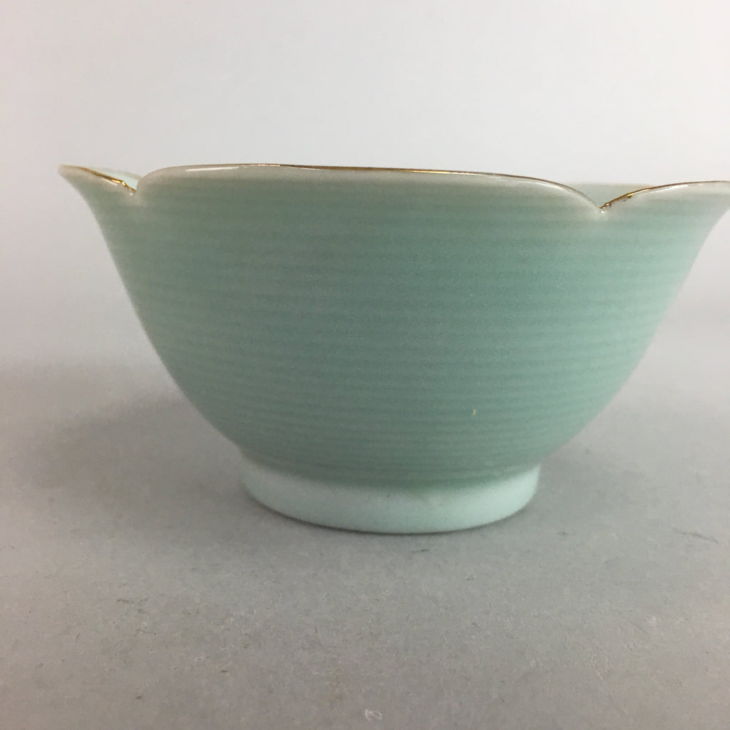 Japanese Celadon Small Bowl Vtg Porcelain Green Kobachi Gourd Chess Floral PT676
