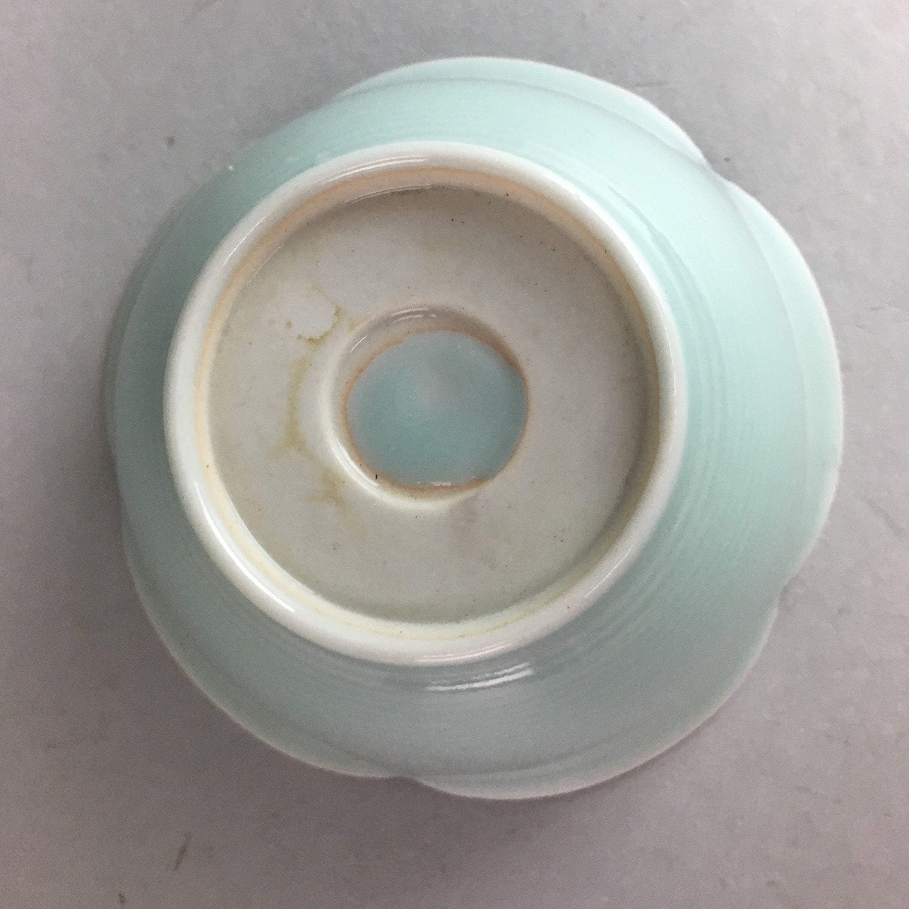 Japanese Celadon Small Bowl Vtg Porcelain Green Kobachi Gourd Chess Floral PT676