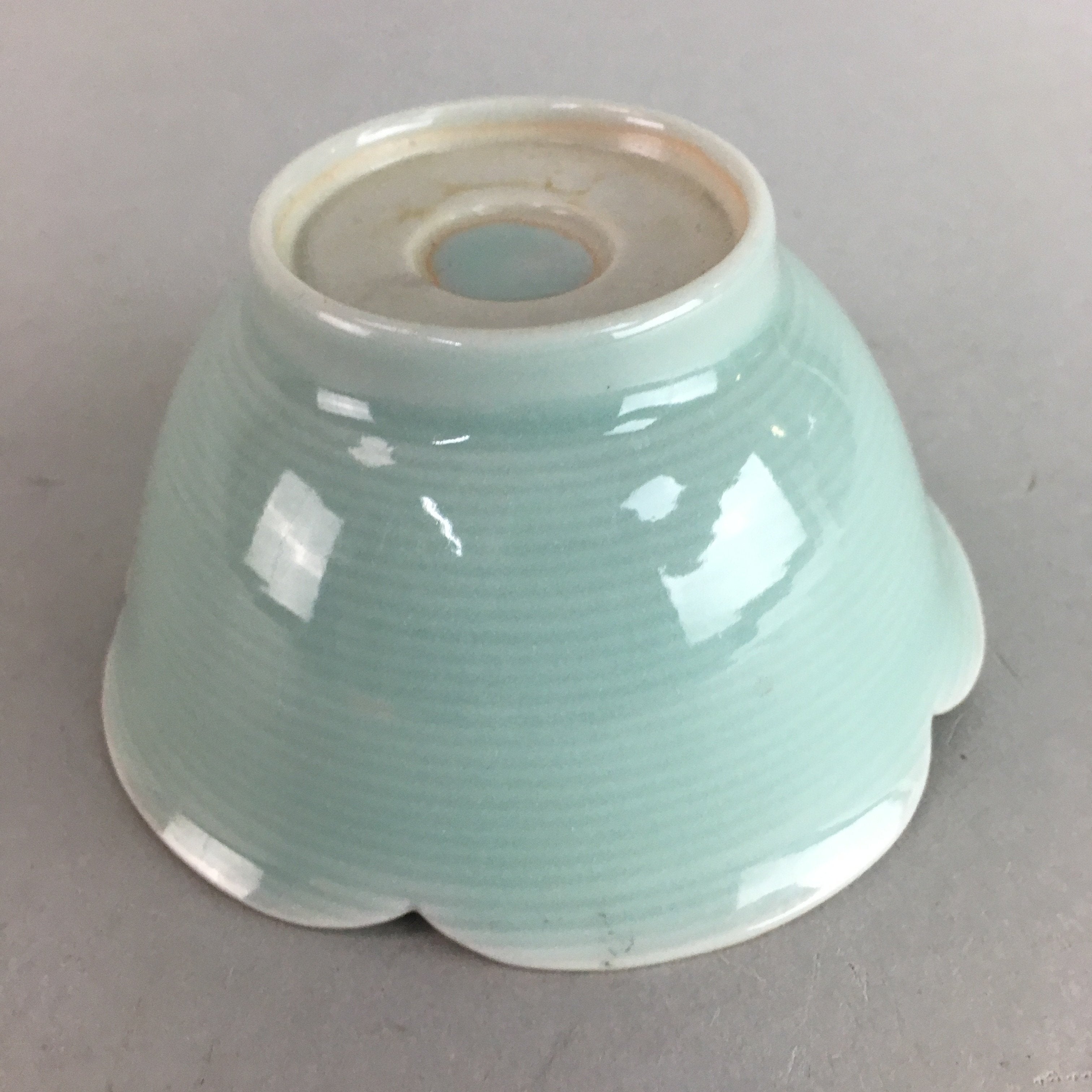 Japanese Celadon Small Bowl Vtg Porcelain Green Kobachi Gourd Chess Floral PT676