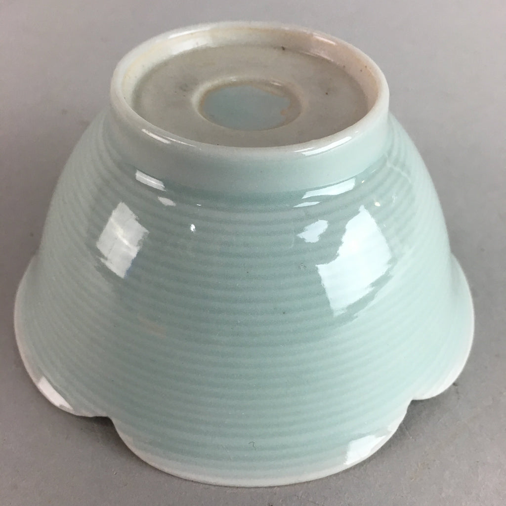 Japanese Celadon Small Bowl Vtg Porcelain Green Kobachi Gourd Chess Floral PT677