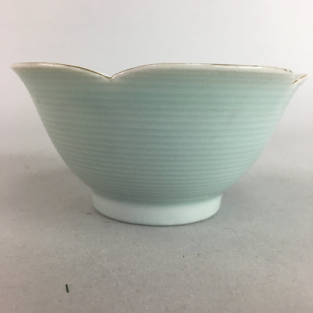 Japanese Celadon Small Bowl Vtg Porcelain Green Kobachi Gourd Chess Floral PT677