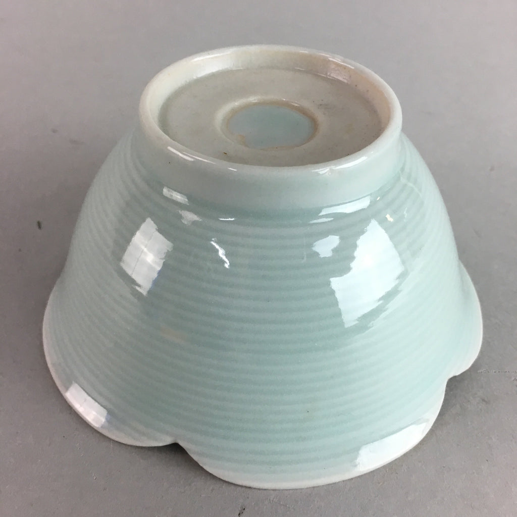 Japanese Celadon Small Bowl Vtg Porcelain Green Kobachi Gourd Chess Floral PT677