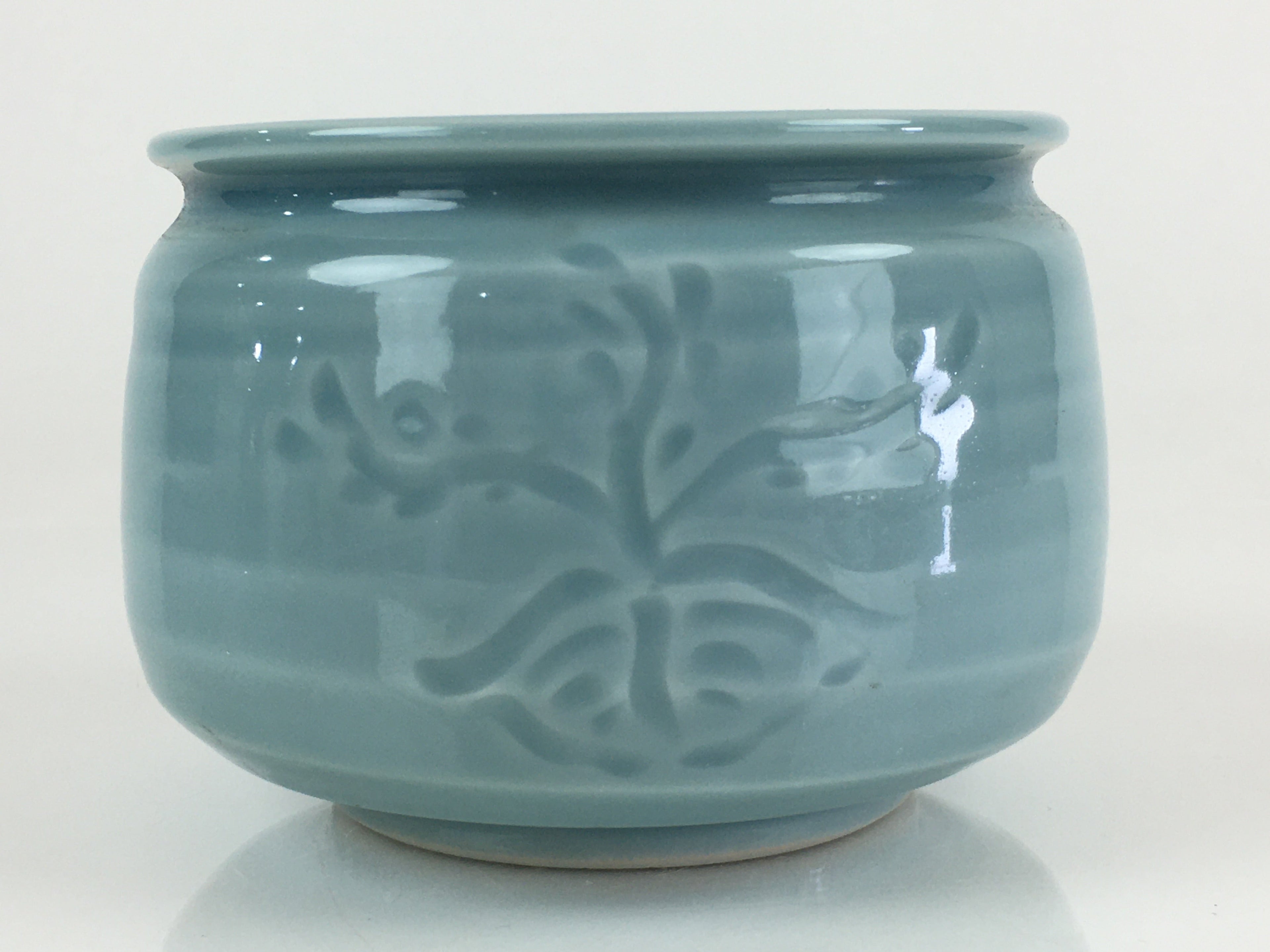 Japanese Celadon Wastewater Receptacle Tea Ceremony Basin Bowl Vtg Kensui GTB938