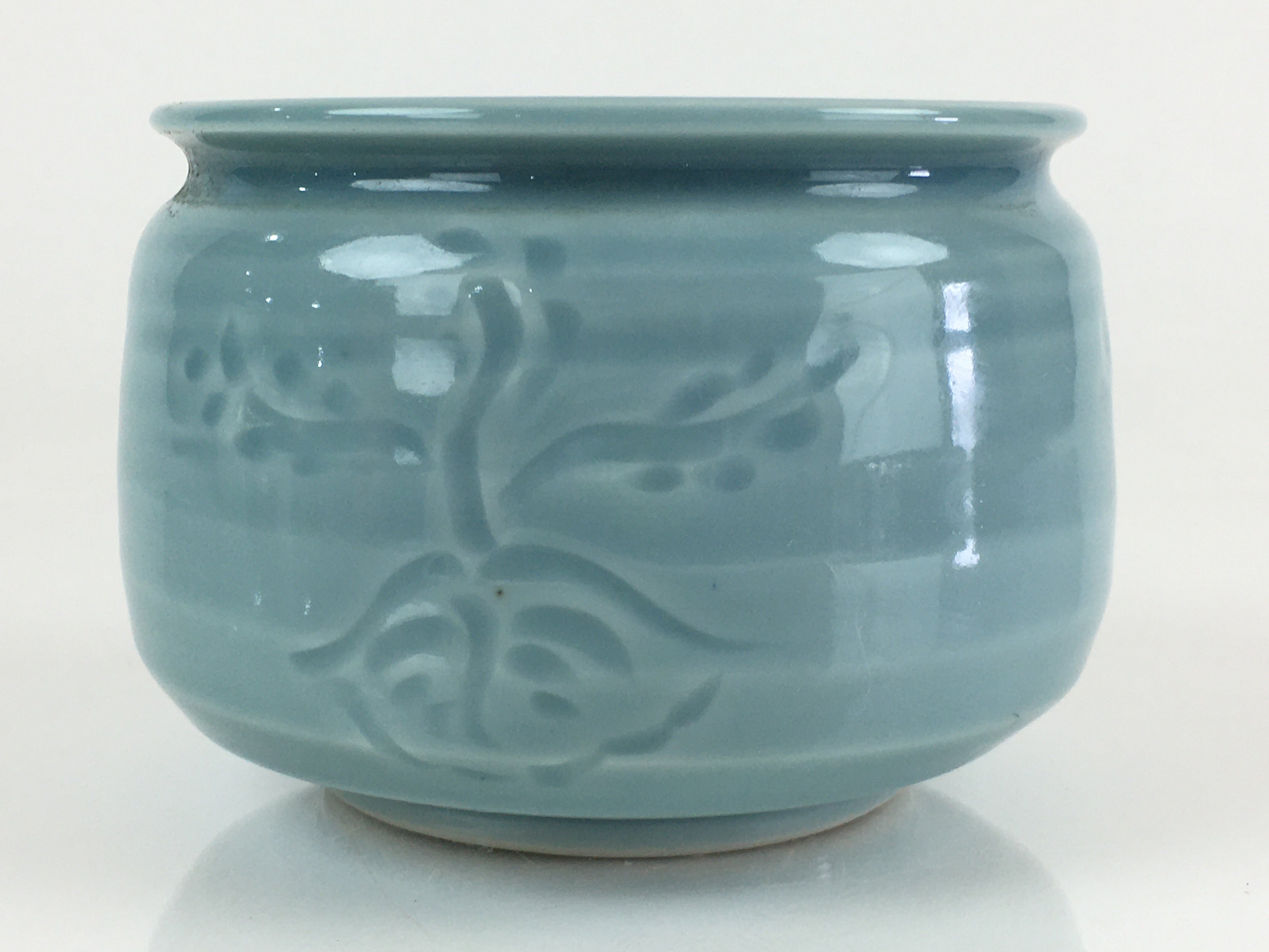 Japanese Celadon Wastewater Receptacle Tea Ceremony Basin Bowl Vtg Kensui GTB938